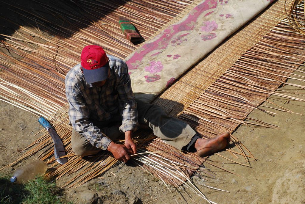 Hand made mat making in Manaslu region